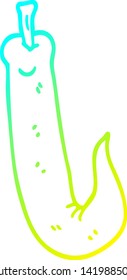 cold gradient line drawing of a cartoon red hot chilli pepper