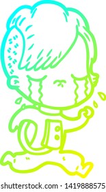 dibujo de una chica llorando con gradiente frío