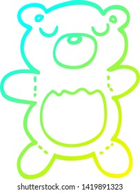cold gradient line drawing of a cartoon teddy bear
