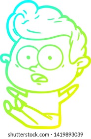 cold gradient line drawing of a cartoon man
