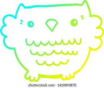 dibujo de línea de degradado frío de un búho de dibujos animados