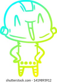 cold gradient line drawing of a cartoon robot