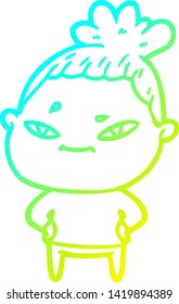 dibujo de línea de gradiente frío de una mujer caricaturista