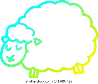 dibujo de línea de gradiente frío de una oveja de dibujos animados