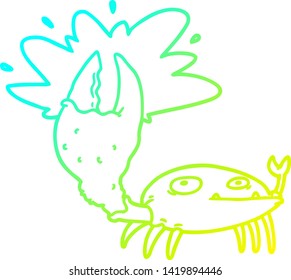 cold gradient line drawing of a cartoon crab with big claw