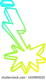 cold gradient line drawing of a cartoon thunder bolt