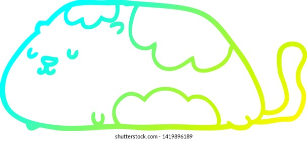cold gradient line drawing of a cartoon cat