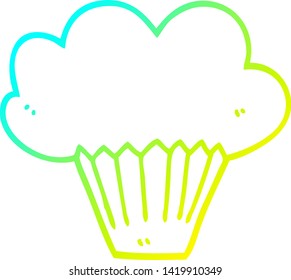 cold gradient line drawing of a cartoon muffin