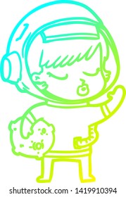 dibujo de una linea de gradiente frío de una chica astronauta