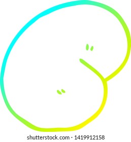 dibujo de línea de gradiente frío de un frijol mágico de dibujos animados