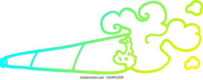 dibujo de línea de gradiente frío de un cigarrillo rodado de dibujos animados