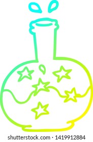 dibujo de línea de degradado frío de una poción mágica de dibujos animados