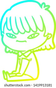dibujo de línea de gradiente frío de una mujer caricaturista