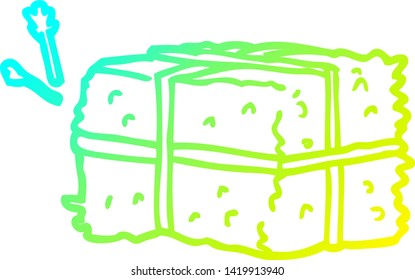 cold gradient line drawing of a cartoon bale of hay