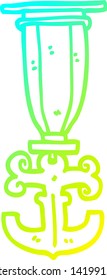 dibujo de línea de gradiente frío de una medalla de marinero de dibujos animados