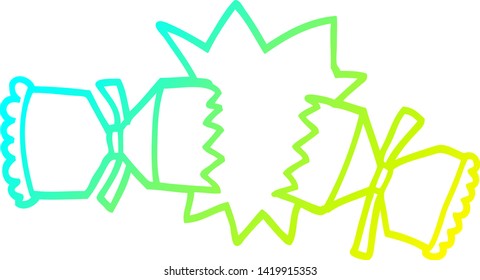 cold gradient line drawing of a cartoon cracking cracker
