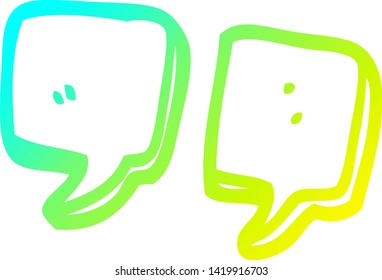 cold gradient line drawing of a cartoon quotation marks