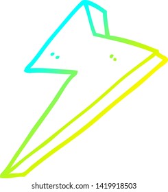 cold gradient line drawing of a cartoon lightning