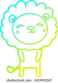 dibujo de línea de gradiente frío de un león de dibujos animados
