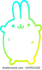 dibujo de línea de degradado frío de un conejo de dibujos animados