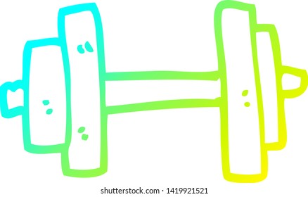 dibujo de una línea de degradado frío de un peso de un gimnasio de dibujos animados