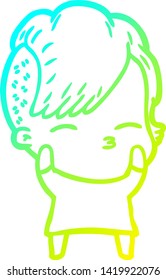 dibujo de línea de gradiente frío de una niña de picoteo