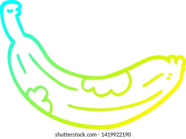 cold gradient line drawing of a cartoon rotten banana