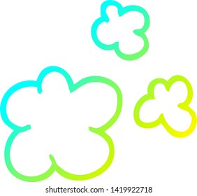 cold gradient line drawing of a cartoon smoke puffs
