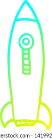 cold gradient line drawing of a cartoon space rocket