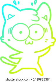 cold gradient line drawing of a cartoon surprised cat