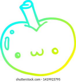 cold gradient line drawing of a cartoon apple