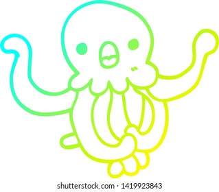 cold gradient line drawing of a cartoon jellyfish