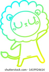 cold gradient line drawing of a cartoon lion