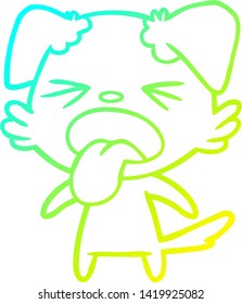 cold gradient line drawing of a cartoon disgusted dog
