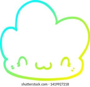 dibujo de línea de degradado frío de una nube de dibujos animados