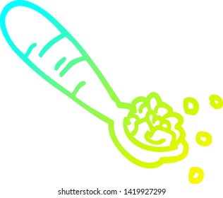cold gradient line drawing of a cartoon spoon of mash potato