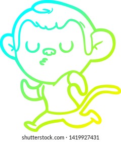 dibujo de línea de gradiente frío de un mono de dibujos animados