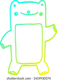 dibujo de línea de degradado frío de un oso de peluche de dibujos animados