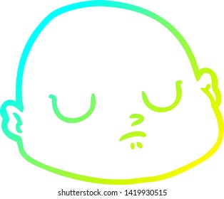 dibujo de línea de gradiente frío de un hombre calvo de dibujos animados