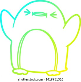 cold gradient line drawing of a cartoon penguin