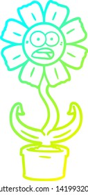 dibujo de línea de gradiente frío de una flor impactante