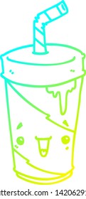 cold gradient line drawing of a cartoon soda cup