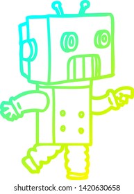 dibujo de línea de degradado frío de un robot de dibujos animados
