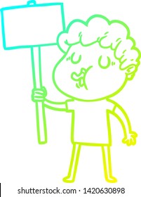 cold gradient line drawing of a cartoon man singing