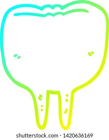 dibujo de línea de degradado frío de un diente de dibujos animados
