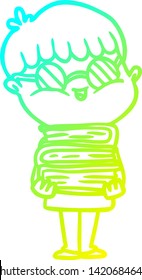 cold gradient line drawing of a cartoon boy wearing spectacles