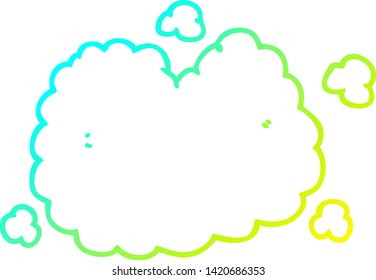 cold gradient line drawing of a cartoon smoke cloud