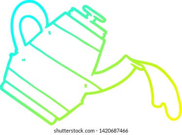 dibujo de línea de gradiente frío de un hervidor de dibujos animados