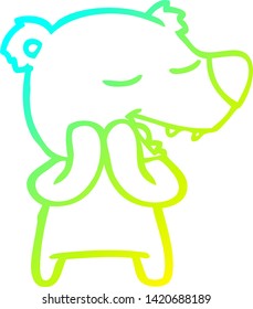 cold gradient line drawing of a cartoon polar bear