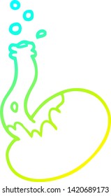 cold gradient line drawing of a cartoon bubbling chemicals